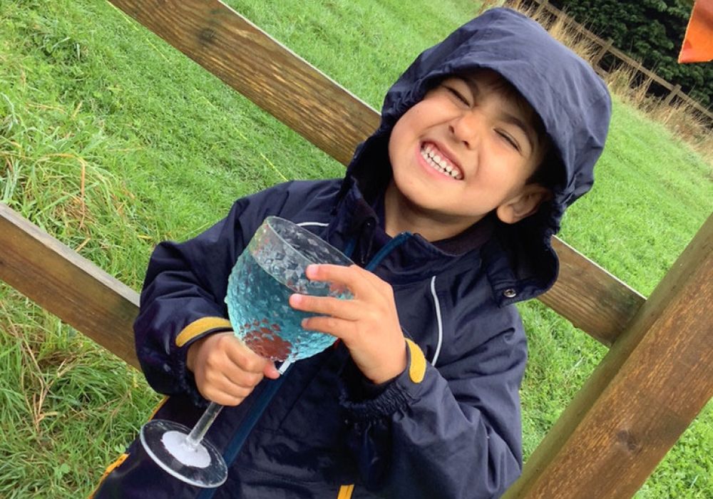 young kids learn forest skills